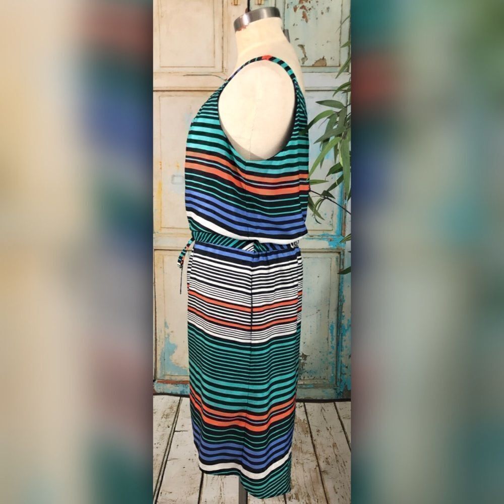 Merona Multicolored Striped Tie Waist Dress - Picture 6 of 8